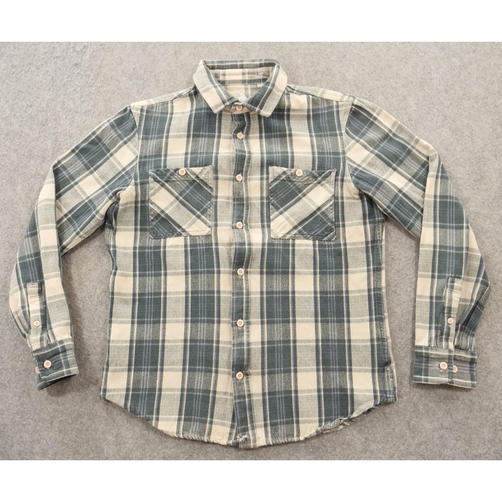 Altamont Shirt Mens Medium Green Beige Button Up Flannel Long Sleeve Streetwear